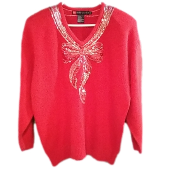 IB Diffusion Sweaters - IB Diffusion Red Christmas Sweater sz2X 58%silk, 30%nylon 10% angora rabbit fur